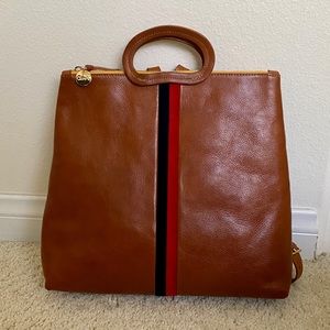 Clare V. Marcelle backpack- brown with stripes